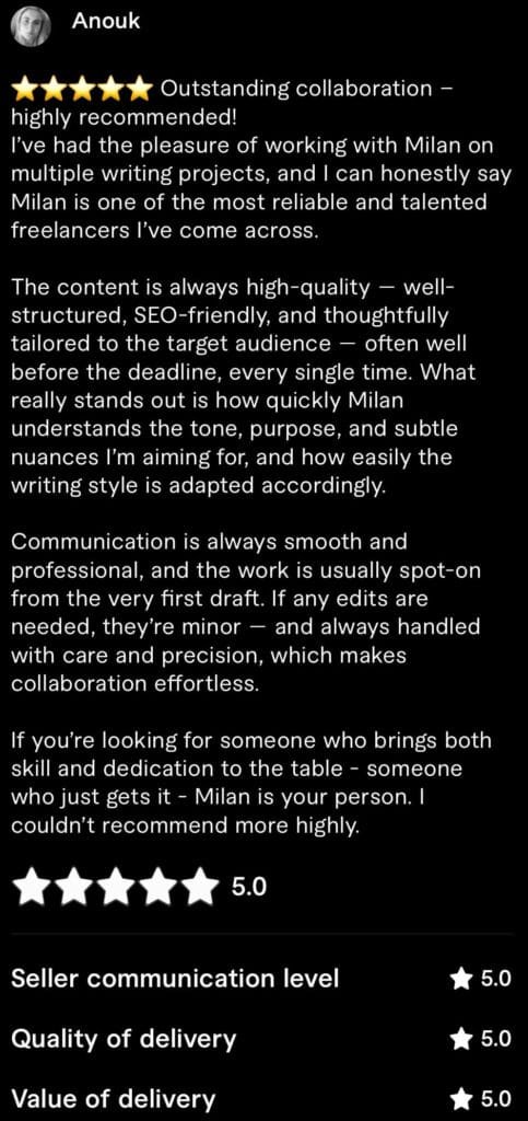 Visual of fiverr review